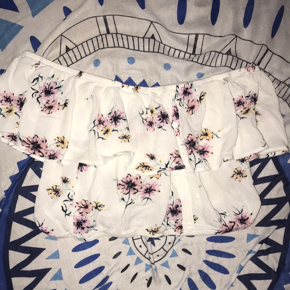 Floral Off the Shoulder Crop Top
